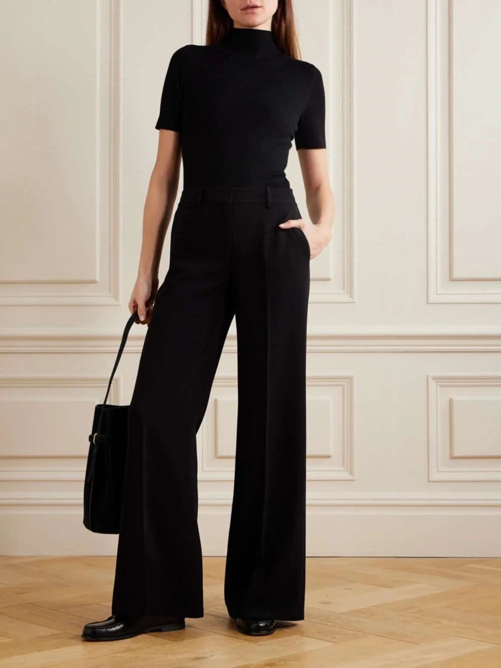 Theory Black Wide-Leg Pants - Picture 1 of 13